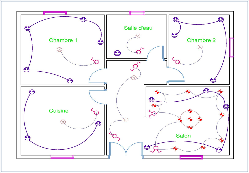 Plan architectural d'une installation électrique